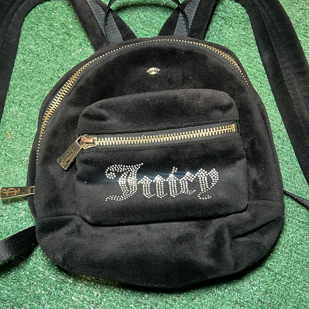 Juicy Couture Mini Backpack - Black Velour - Y2K - Picture 2 of 7